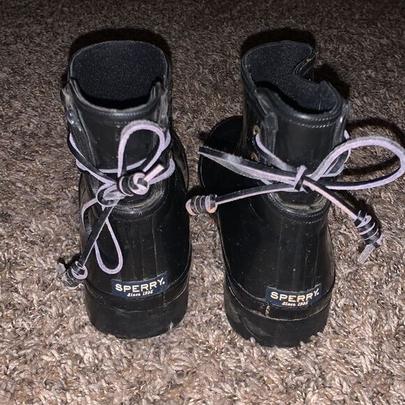 Sperry black rain booties, size 6. - Picture 2 of 6
